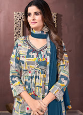 Appealing Salwar Suit in Off White-Blue